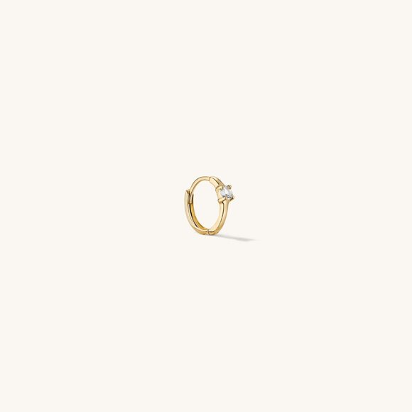 Mejuri Jewelry - COLORED MINI HOOP (PAIR) - 14K YELLOW GOLD/WHITE SAPPHIRE - MEJURI